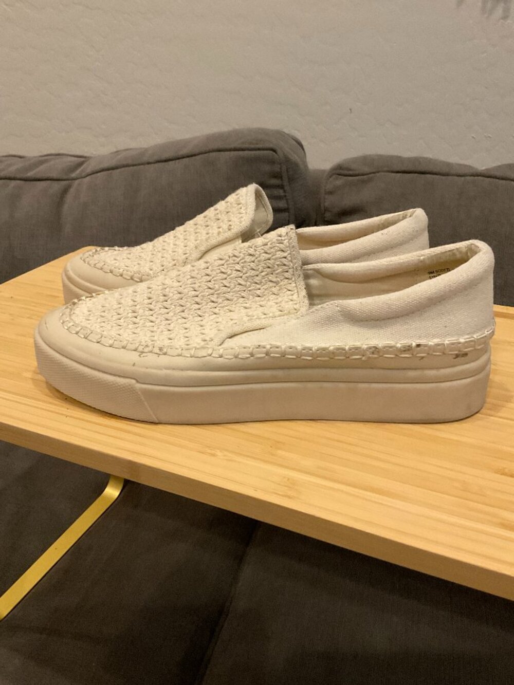 Dolce Vita Scotti White Crochet Platform Slip On Sneakers Size 9